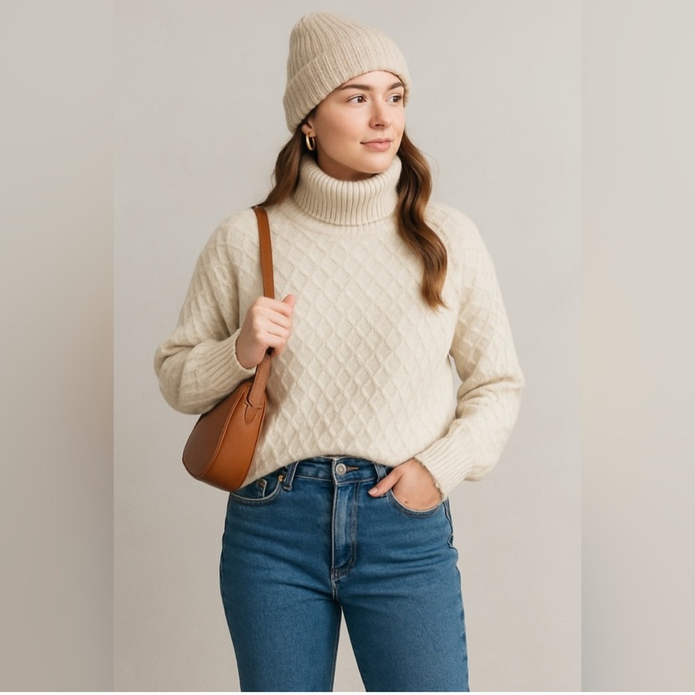 TRUTH By Republic Chunky Cable Knit Turtleneck Sweater women’s size medium